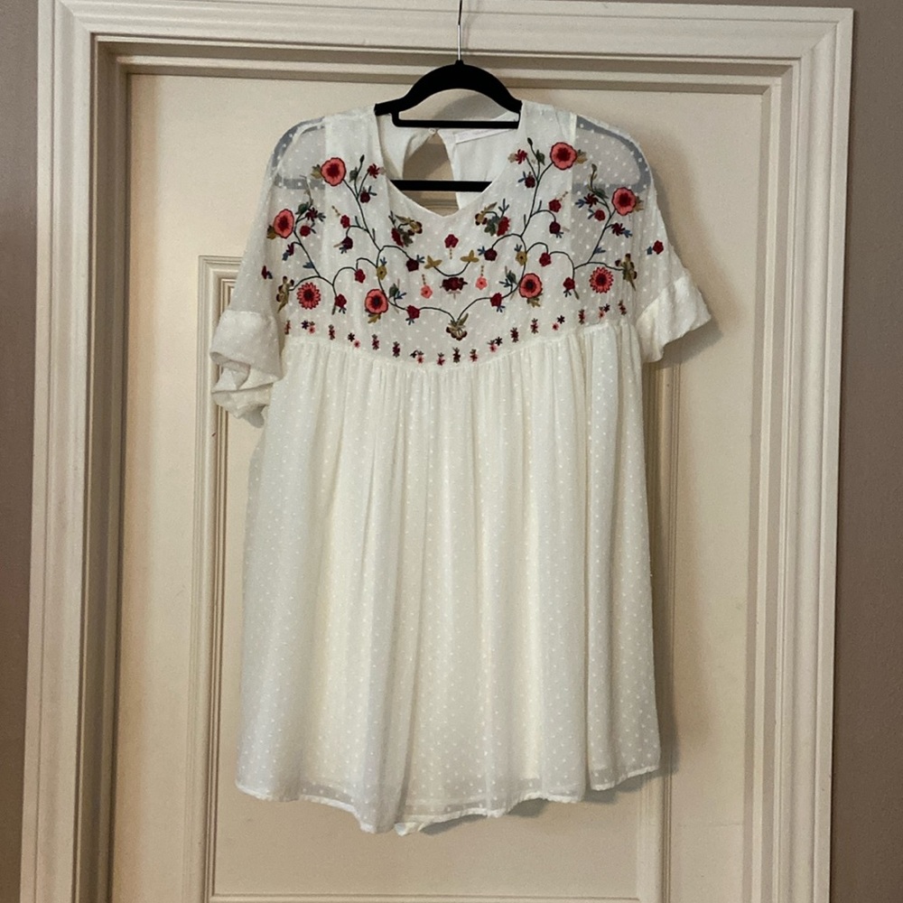 Zara Trafaluc Collection Embroidered Dress lined with slip insert.